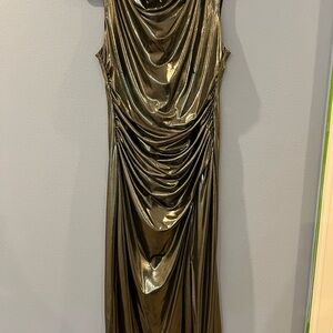 Vince Camuto - Metallic Silvery Gold Draped Dress - Size 12